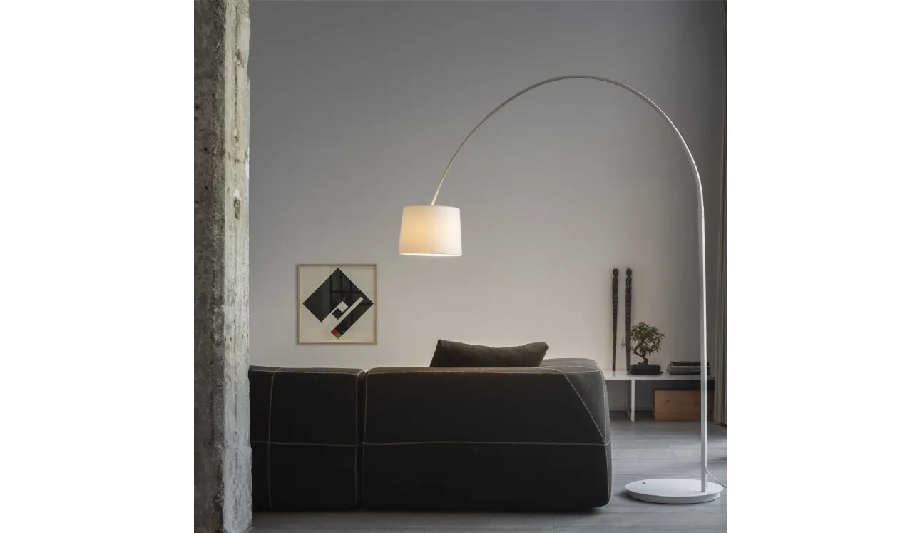 Lampada da terra in metallo con paralume in PVC rivestito in tessuto Dorsale di Ideal Lux