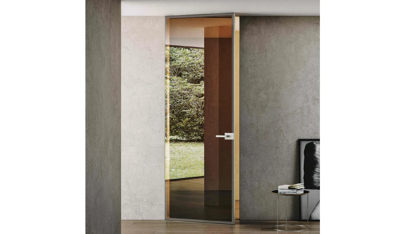 Porta per interni Filomuro Crystal Argento in vetro Reflex Bronzo e alluminio di BiHome