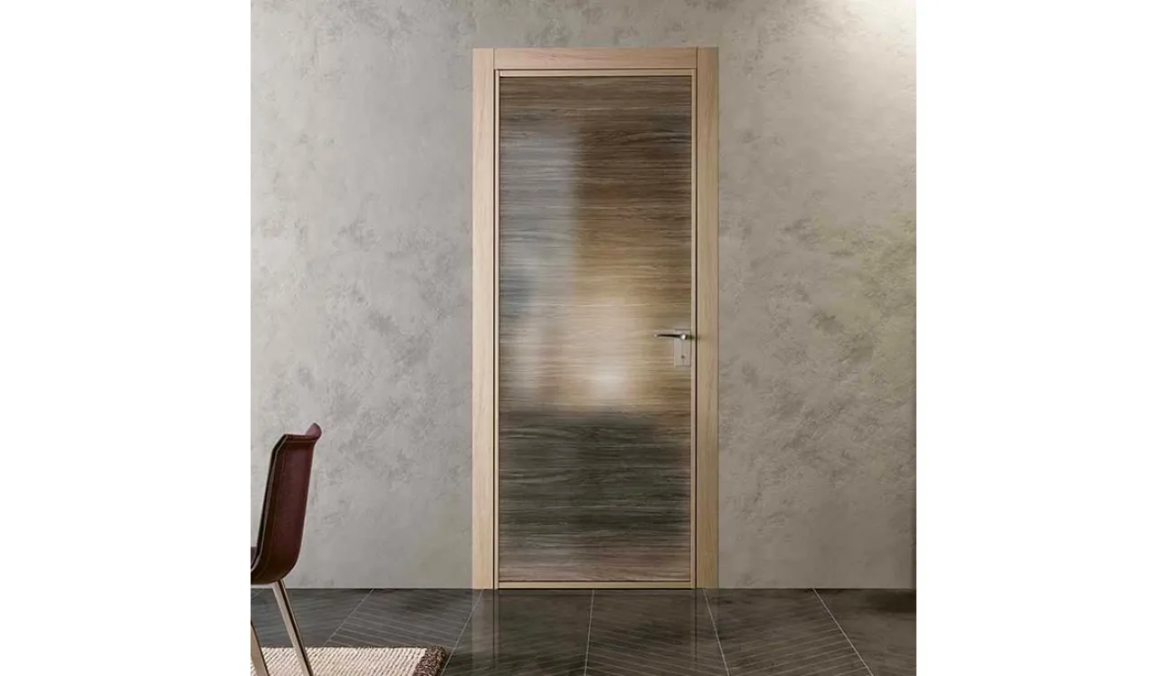 Porta per interni battente Grafite Glass Grano in vetro con telaio in alluminio di BiHome