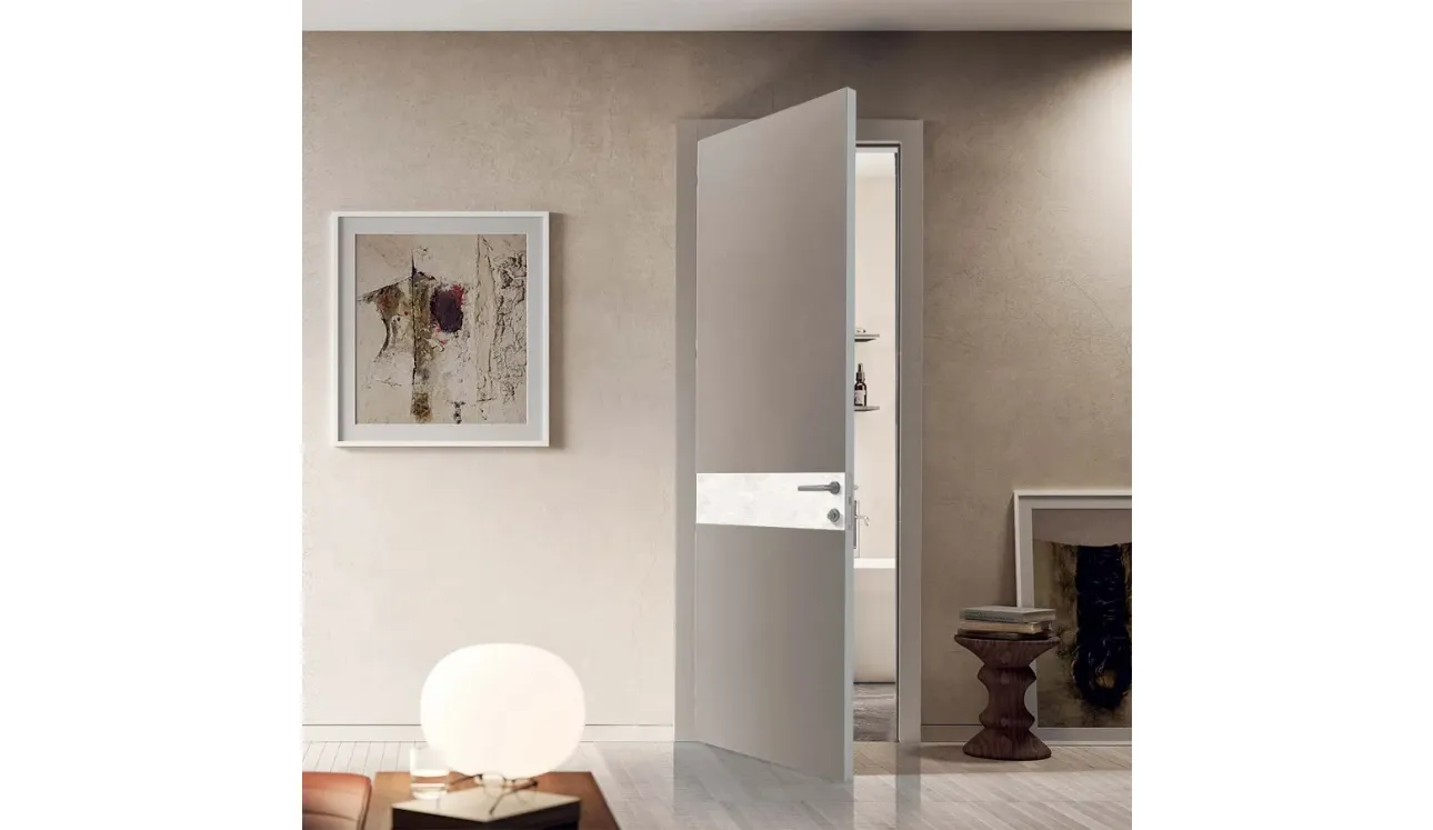 Porta per interni Fusion Nosy Diamond Cream con inserto in ceramica di Bertolotto