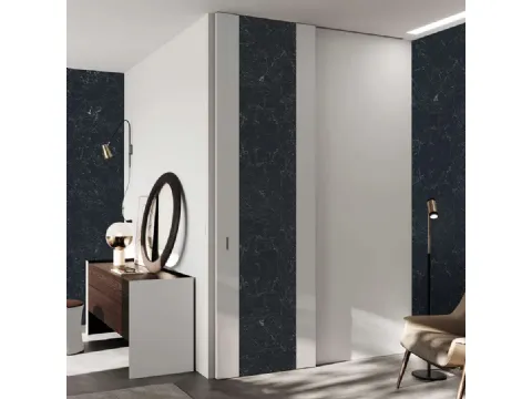 Porta per interni Fusion Madeira Nero Greco con inserto in ceramica di Bertolotto