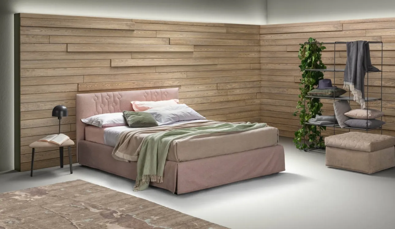 Letto moderno in tessuto con testiera Loop di Bside