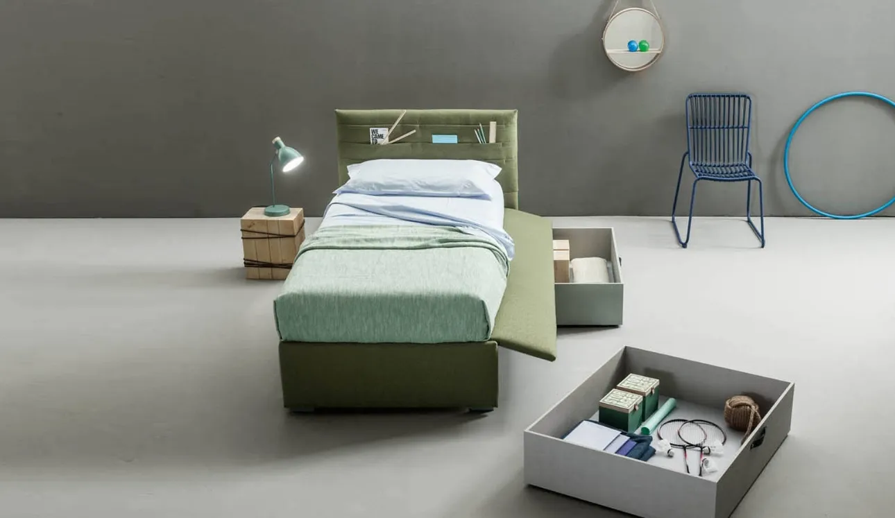 Letto singolo con cassetti contenitore Pocket di Bside