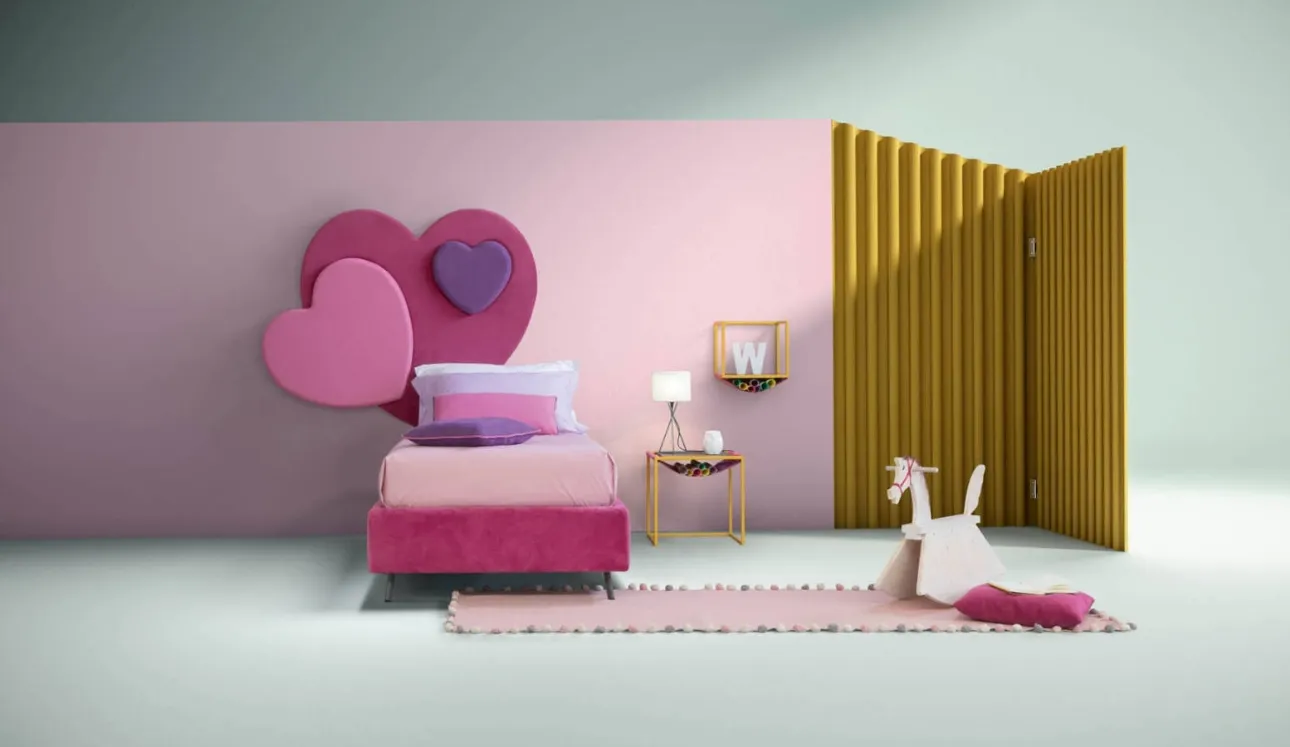 Letto moderno singolo con testiera a forma di cuore Sweet di Bside